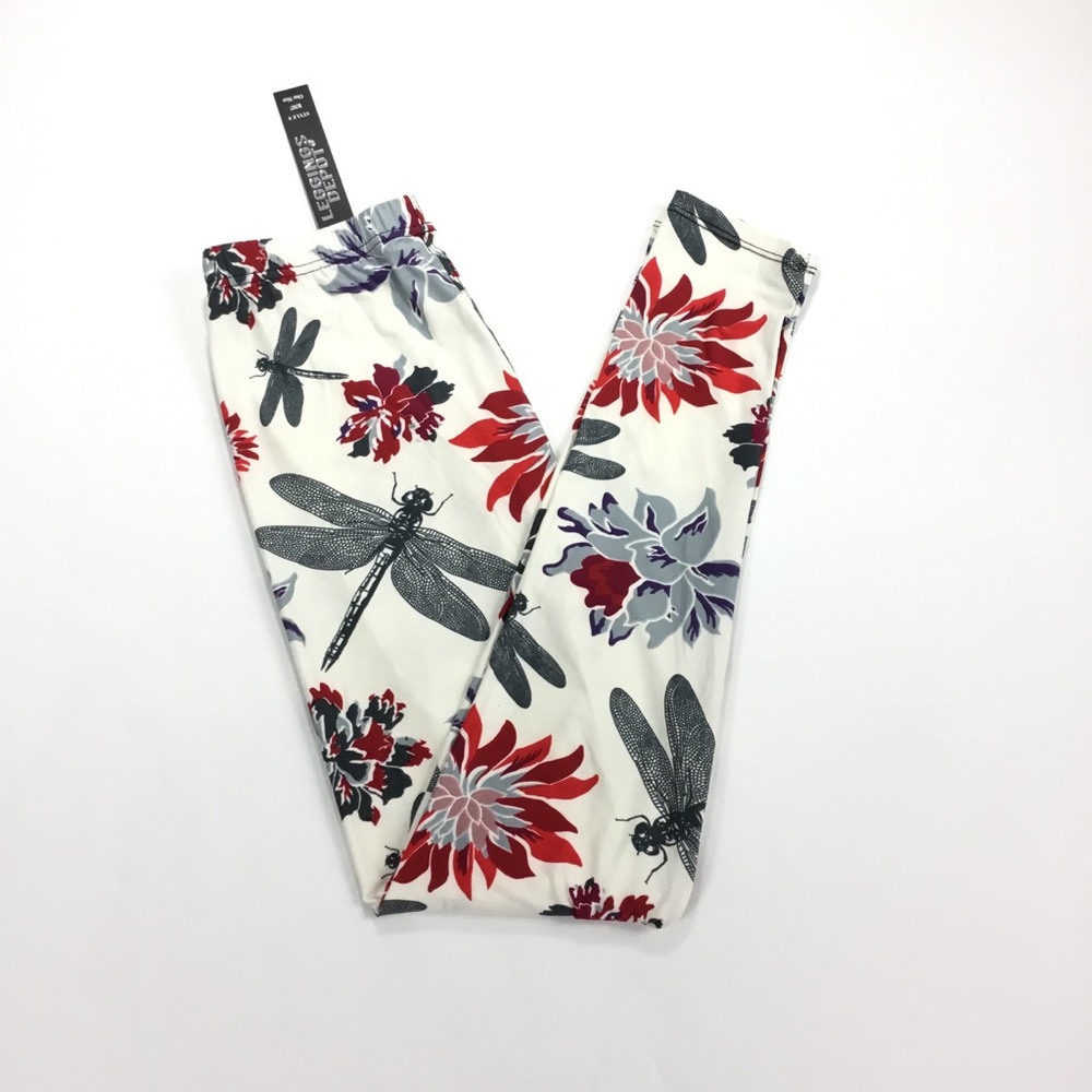 Leggings Depot One Size Dragonfly Floral Leggings